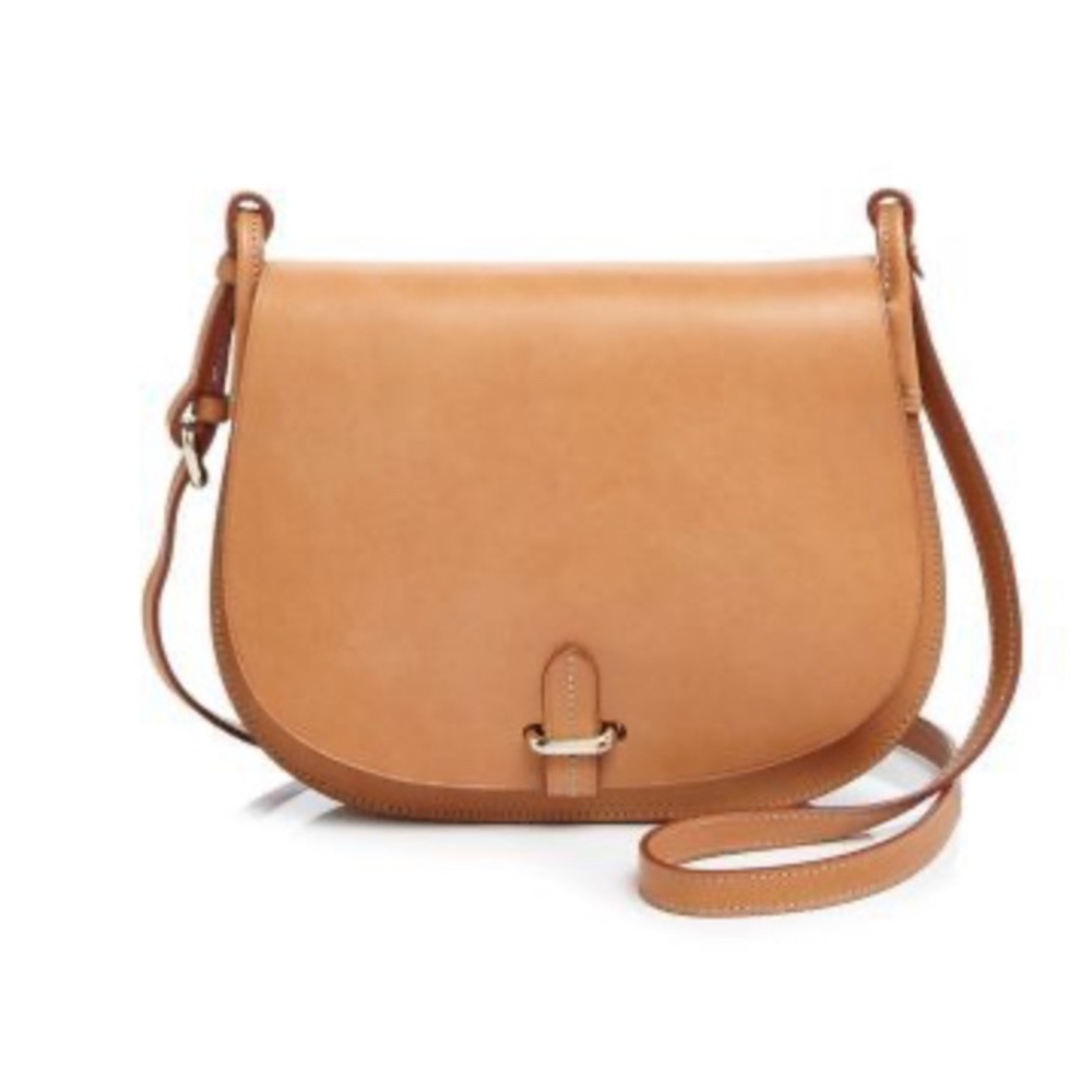 Celine Lefebure Paris Tan Leather Crossbody Saddle Bag